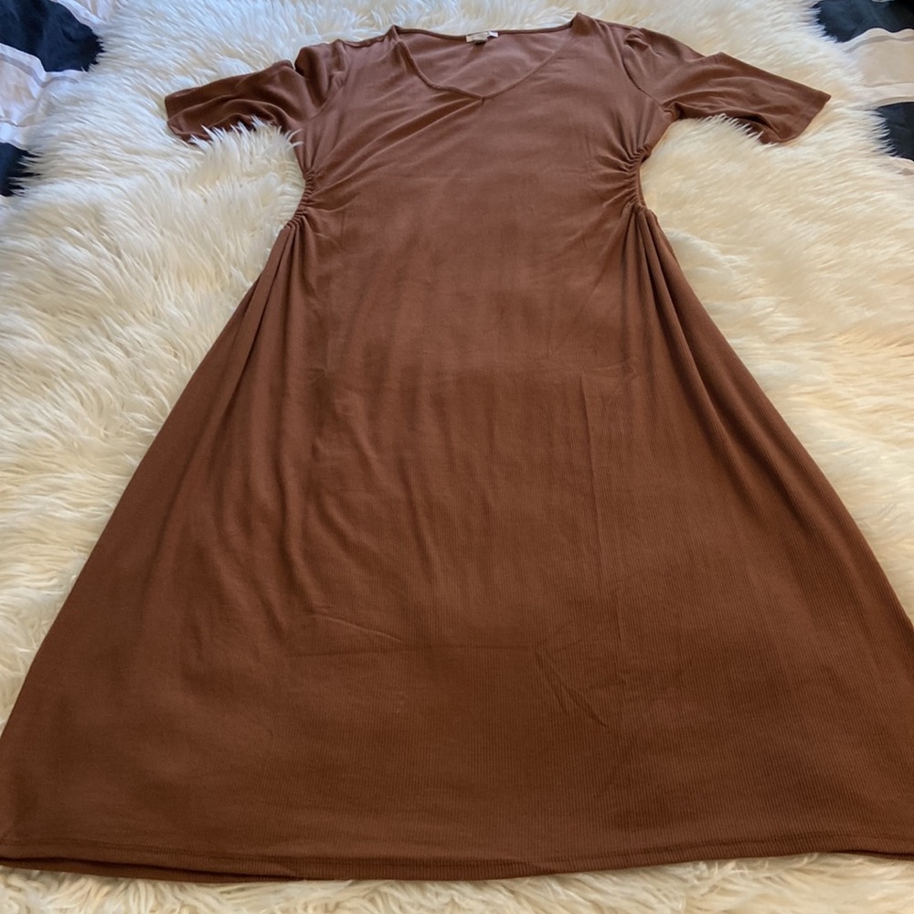DAILY RITUAL BODY SHAPE DRESS SIZE XL BRAND NEW COLOR BROWN VERY SOFT - Picture 7 of 16